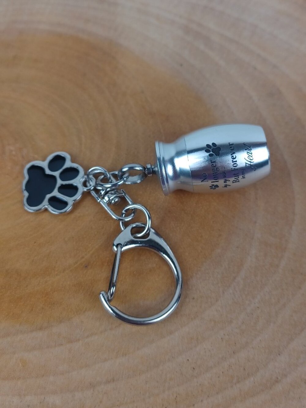Pet Memorial Keepsake Urn Keychain | Silver Stainless Steel Ash Pendant Gift Set